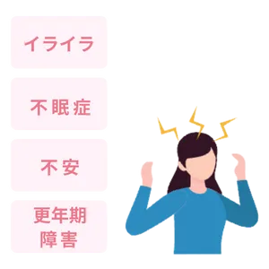 イライラ、不眠症、不安、更年期障害