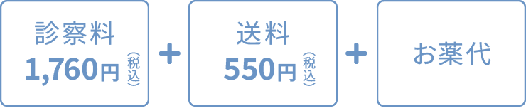 診察料1,760円（税込）＋送料550円（税込）＋お薬代