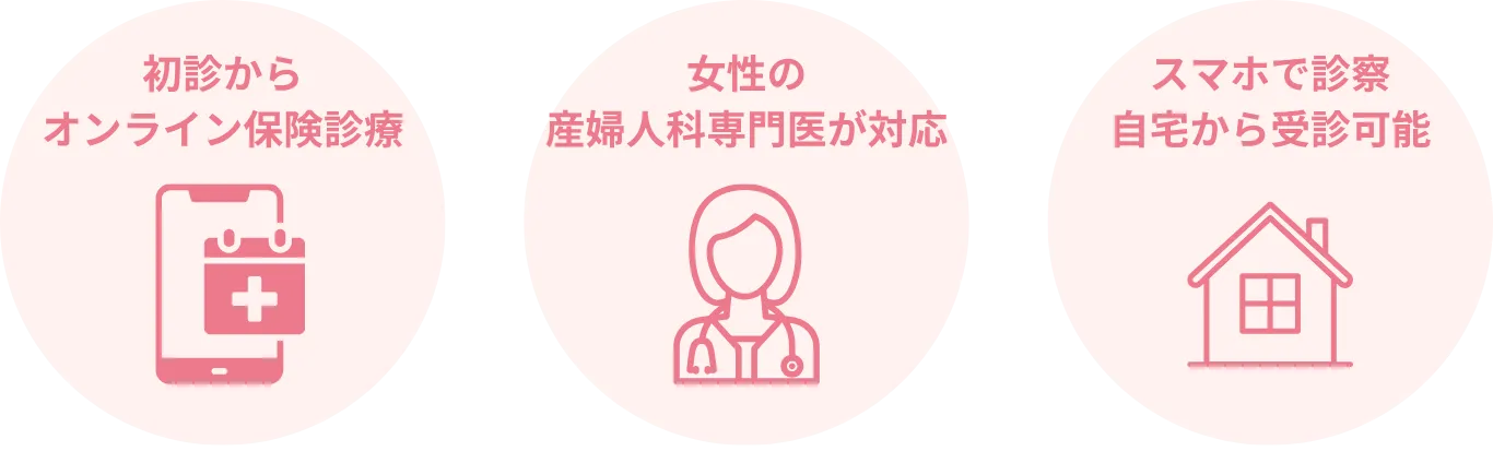 初診から保険適用のオンライン診療。女性の産婦人科専門医が担当し、スマホで自宅から診察を受けられます。