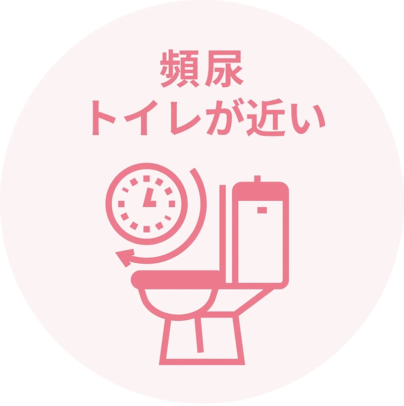 頻尿やトイレが近いなどの更年期症状を産婦人科専門医にオンラインで相談できる保険診療の説明の画像。