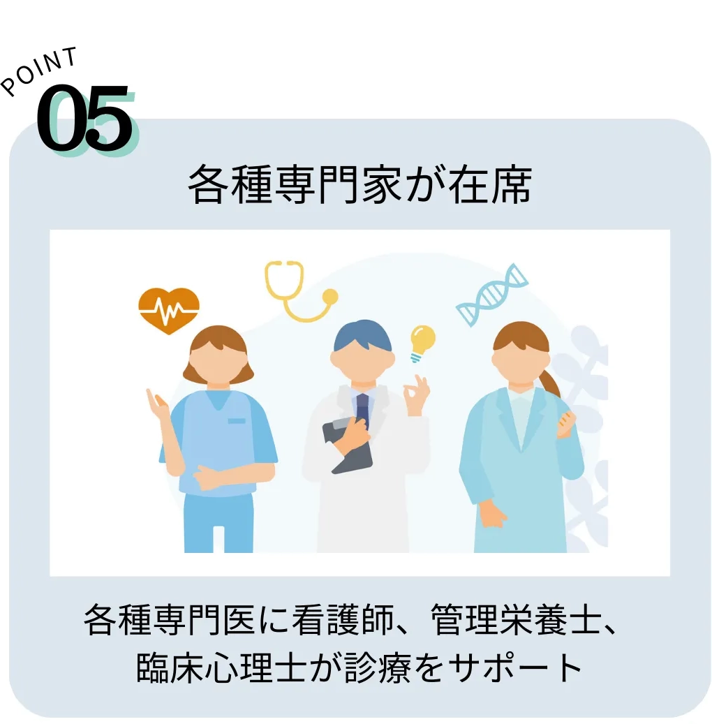 シンクヘルスクリニックの特徴⑤_各種専門家が在席